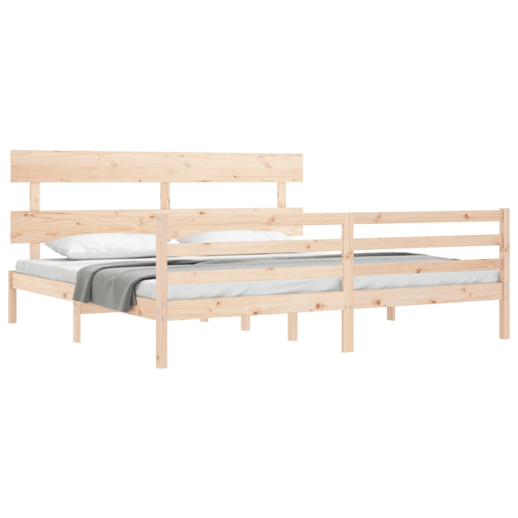 vidaXL Estructura de cama de matrimonio con cabecero madera maciza