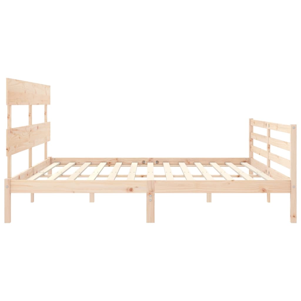 vidaXL Estructura de cama de matrimonio con cabecero madera maciza