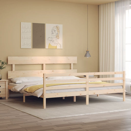 vidaXL Estructura de cama de matrimonio con cabecero madera maciza