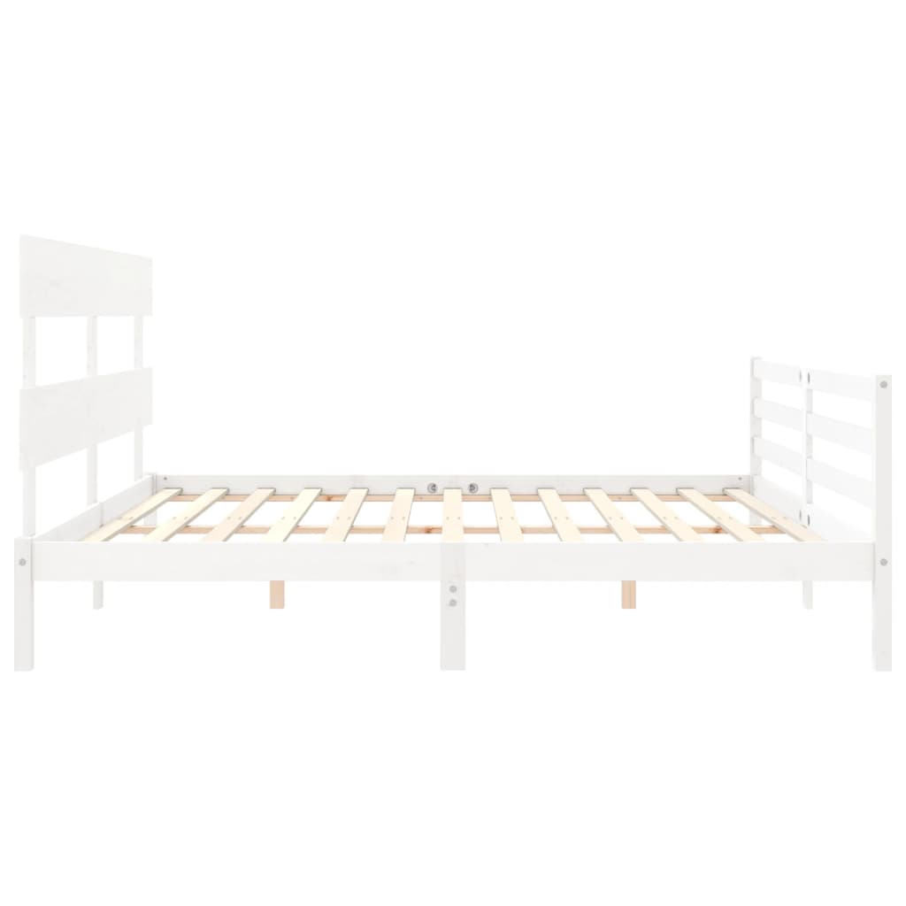 vidaXL Estructura cama de matrimonio con cabecero madera maciza blanco