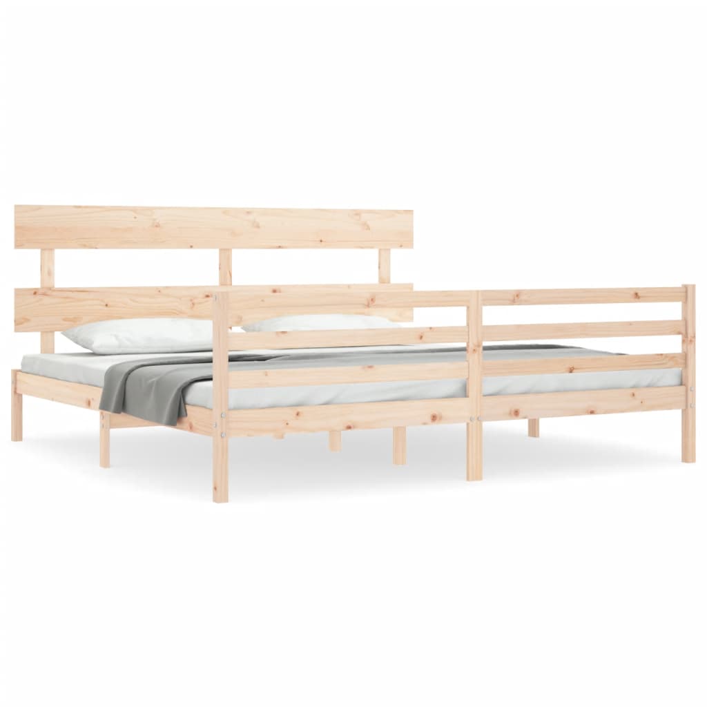 vidaXL Estructura de cama con cabecero madera maciza 200x200 cm