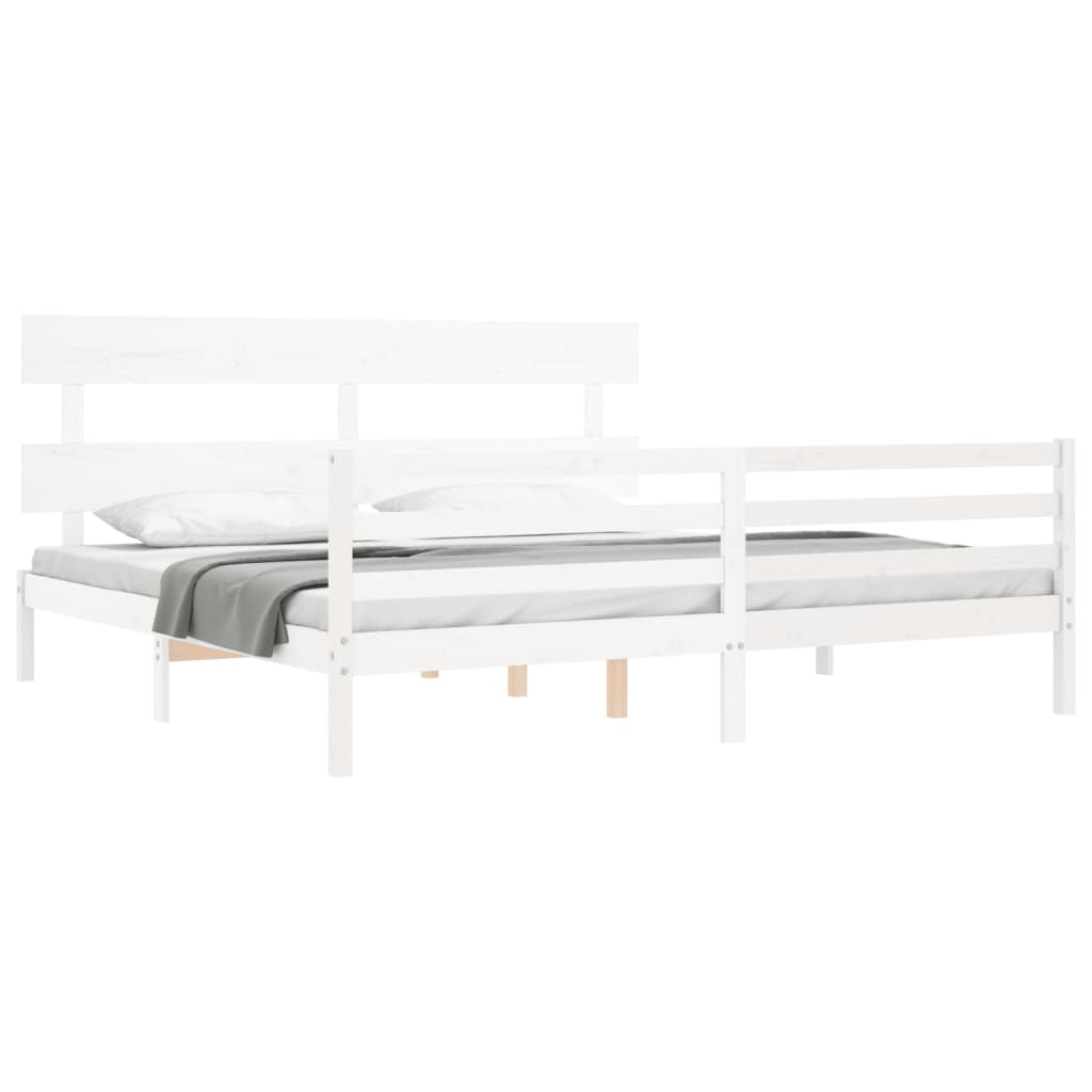 vidaXL Estructura de cama con cabecero madera maciza blanco 200x200 cm