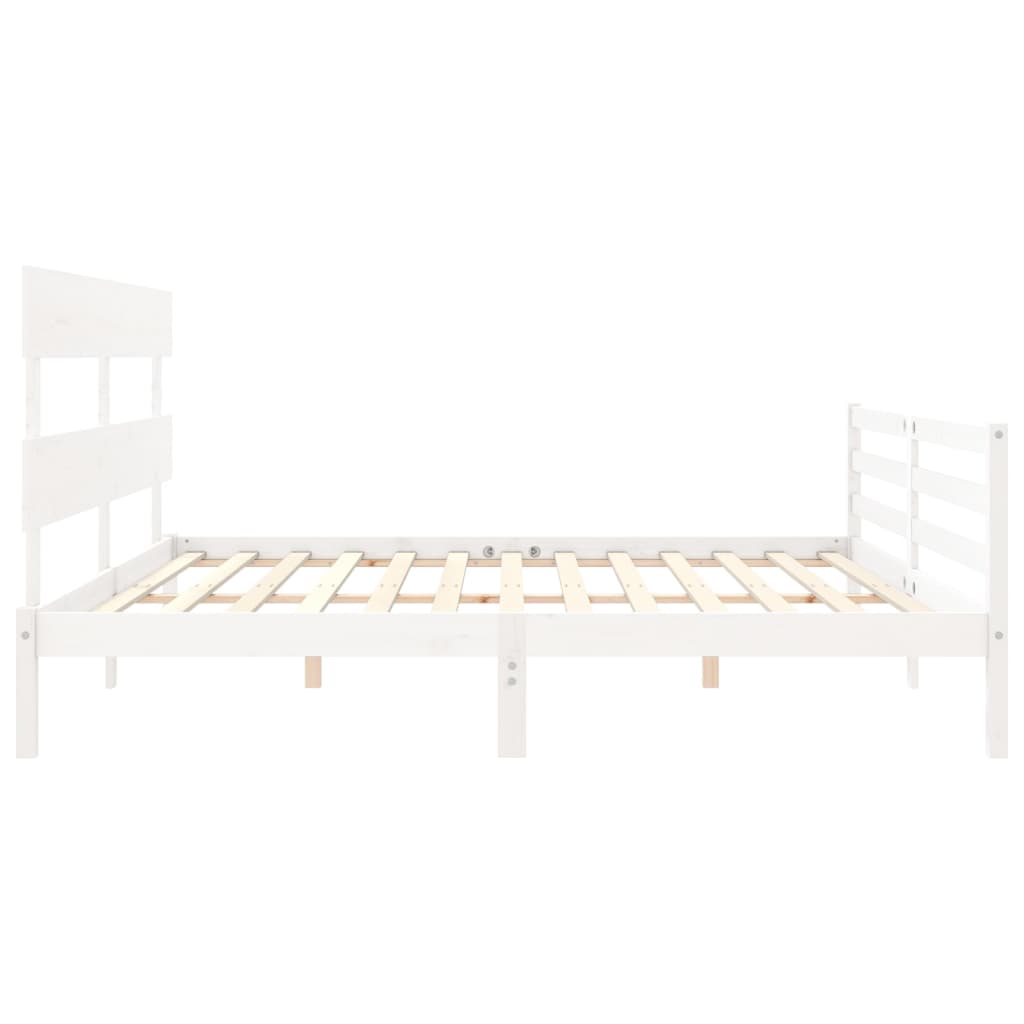 vidaXL Estructura de cama con cabecero madera maciza blanco 200x200 cm