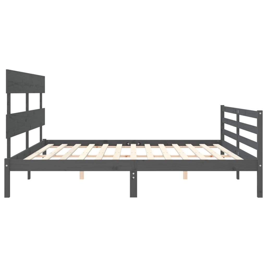 vidaXL Estructura de cama con cabecero madera maciza gris 200x200 cm