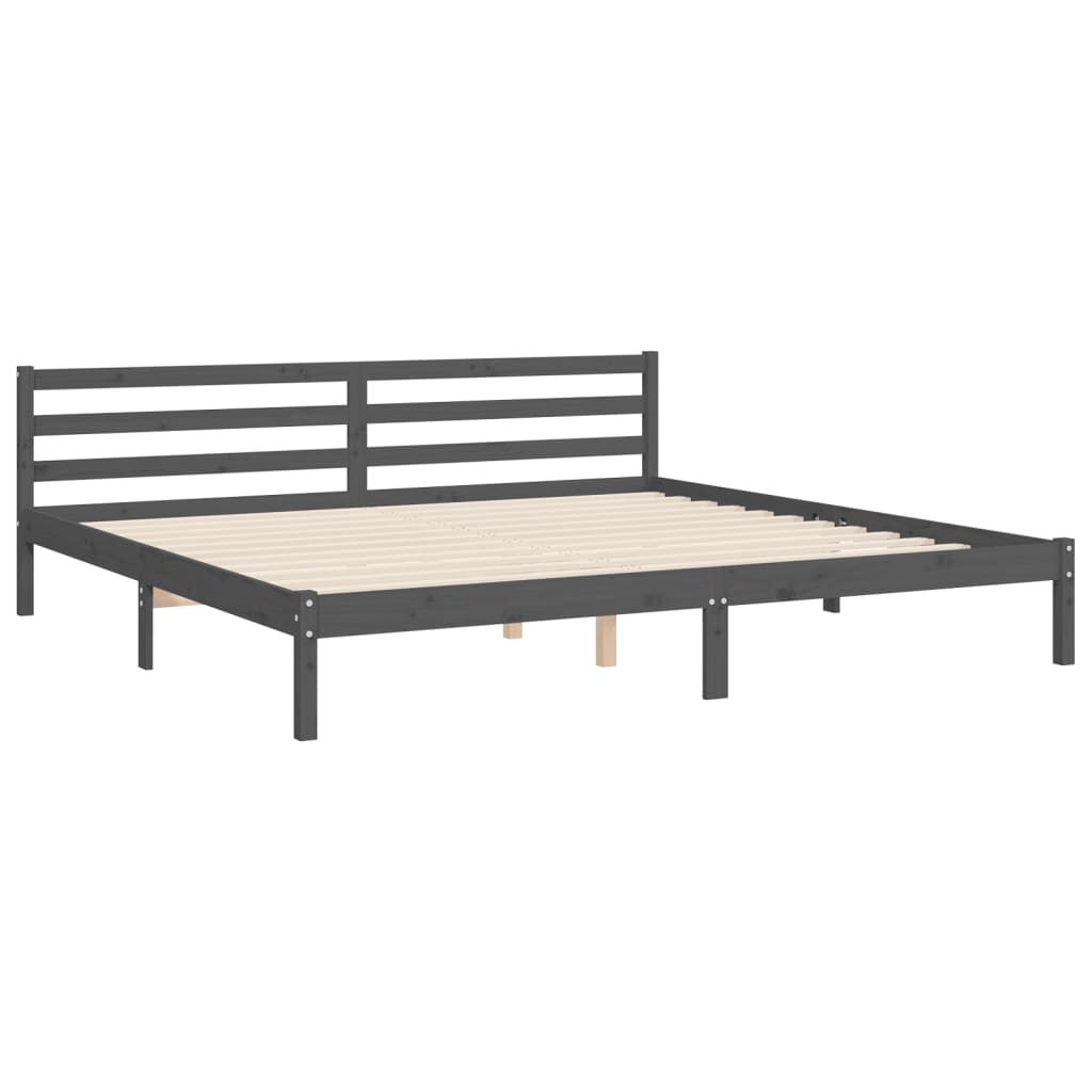 vidaXL Estructura de cama con cabecero madera maciza gris 200x200 cm