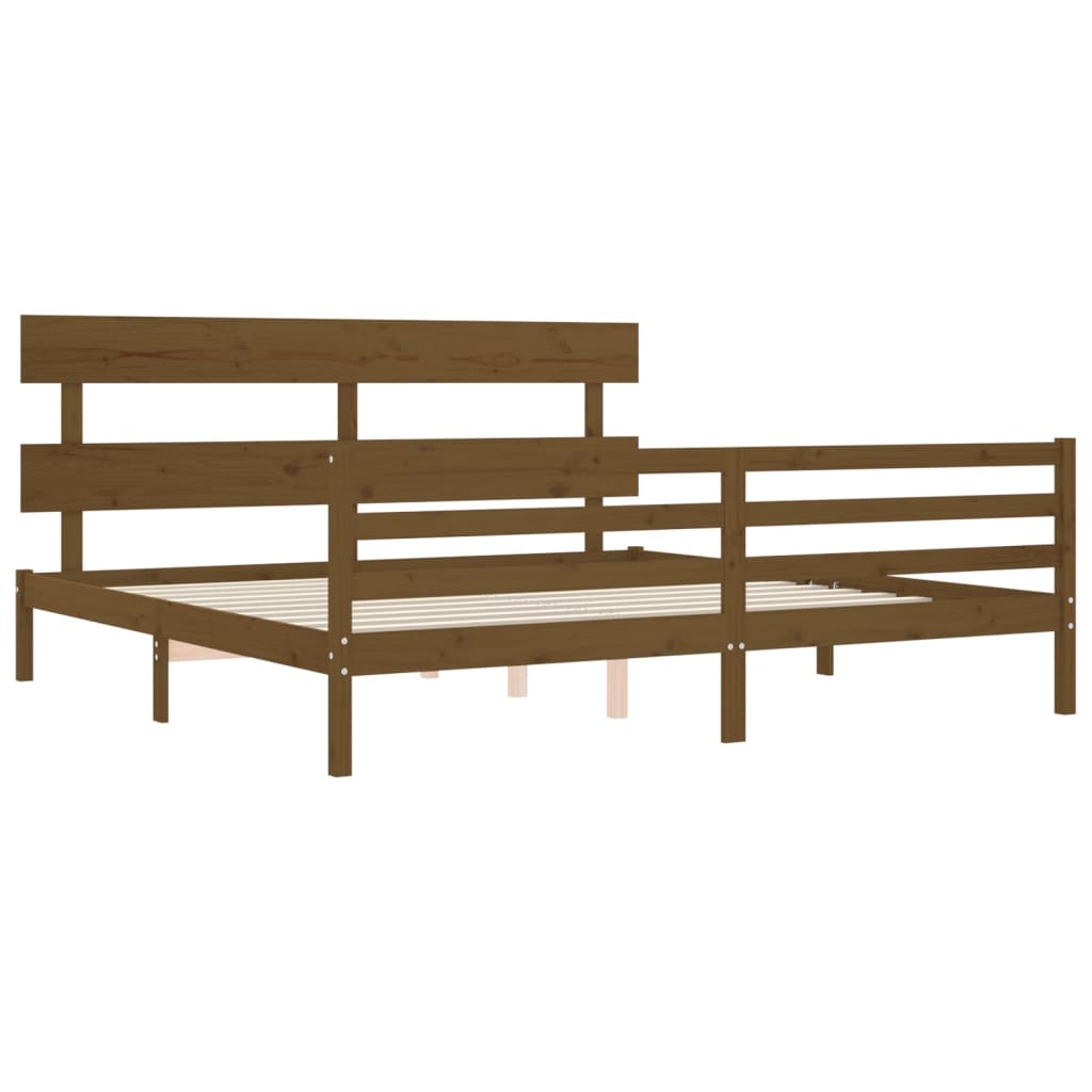 vidaXL Estructura cama y cabecero madera maciza marrón miel 200x200 cm