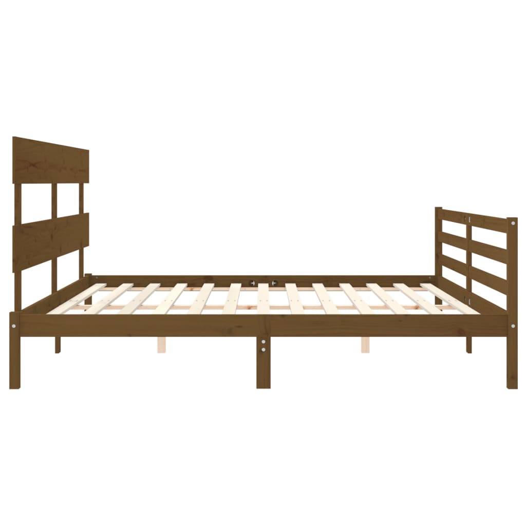 vidaXL Estructura cama y cabecero madera maciza marrón miel 200x200 cm