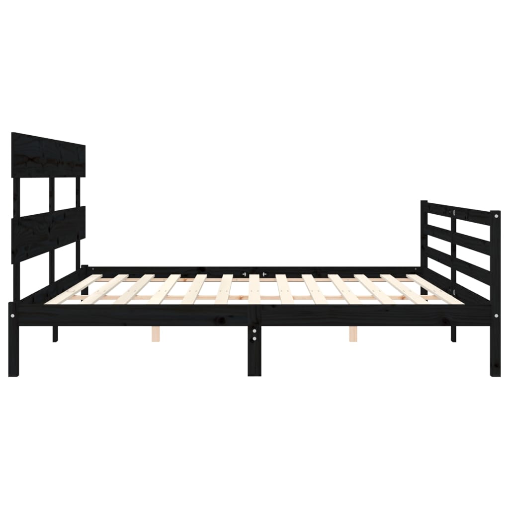 vidaXL Estructura de cama con cabecero madera maciza negro 200x200 cm