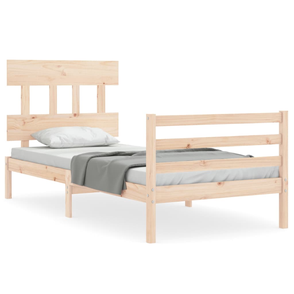 vidaXL Estructura de cama con cabecero madera maciza