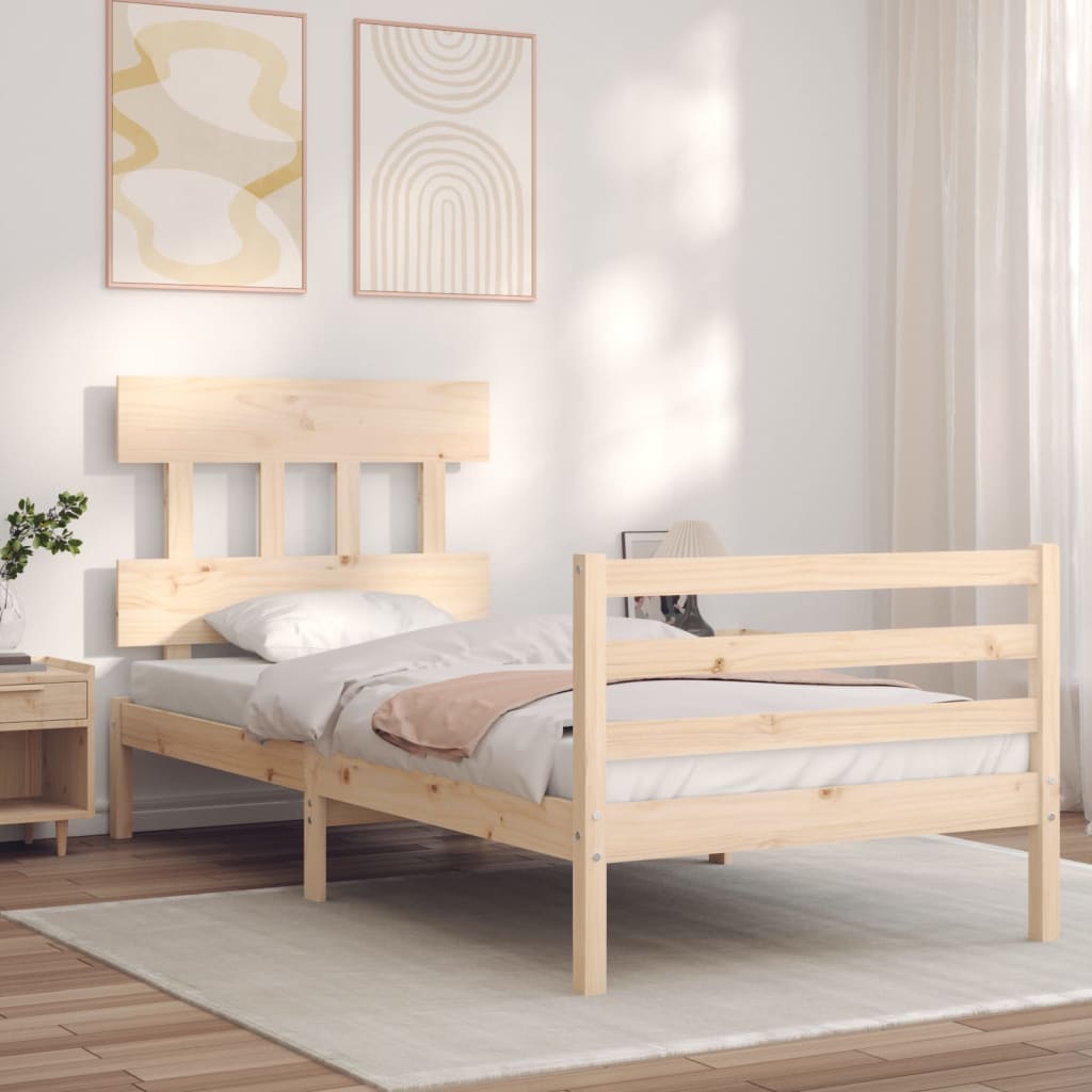 vidaXL Estructura de cama con cabecero madera maciza