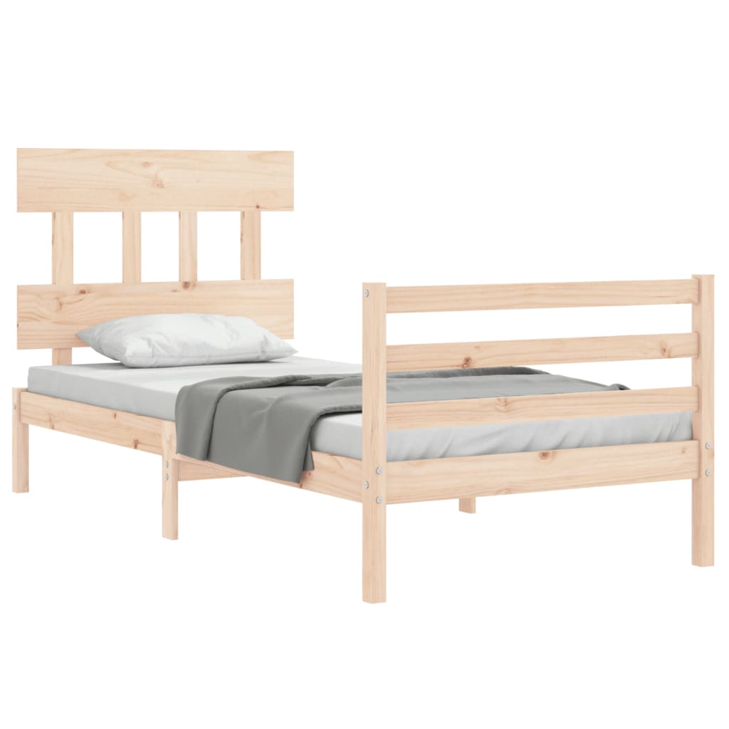 vidaXL Estructura de cama con cabecero madera maciza