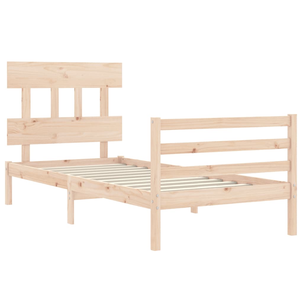 vidaXL Estructura de cama con cabecero madera maciza