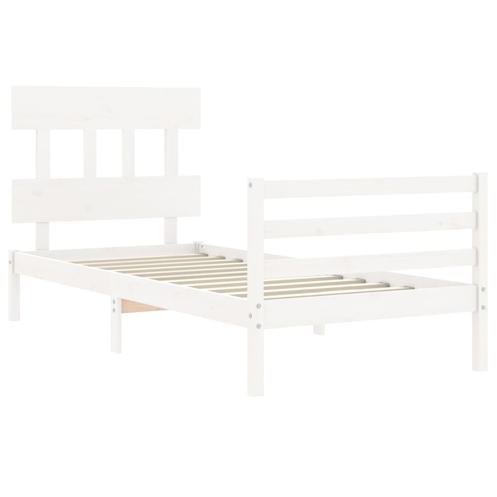 vidaXL Estructura de cama con cabecero madera maciza blanco