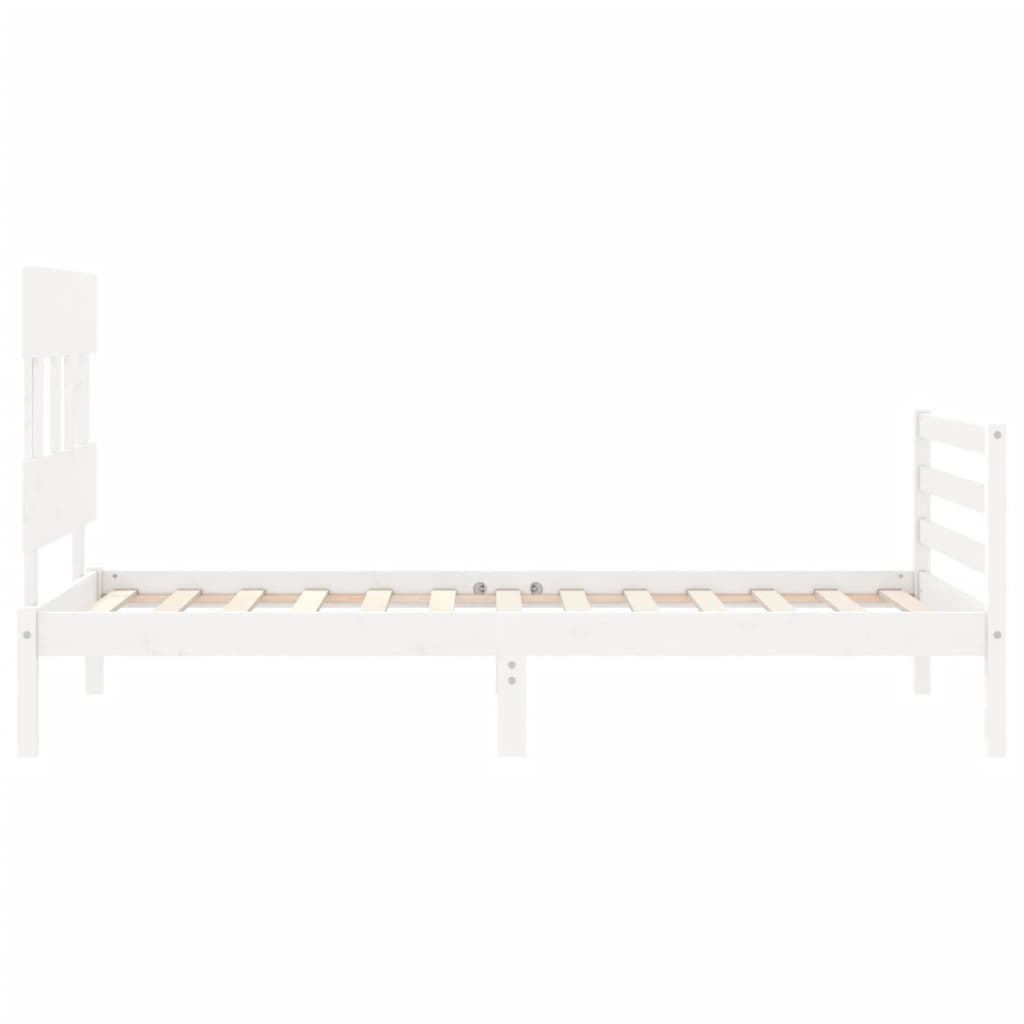 vidaXL Estructura de cama con cabecero madera maciza blanco