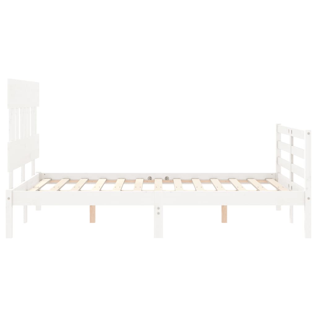 vidaXL Estructura cama de matrimonio con cabecero madera maciza blanco