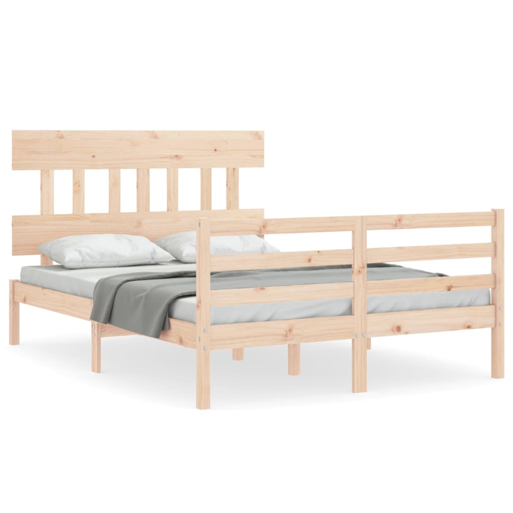 vidaXL Estructura de cama con cabecero madera maciza 140x190 cm