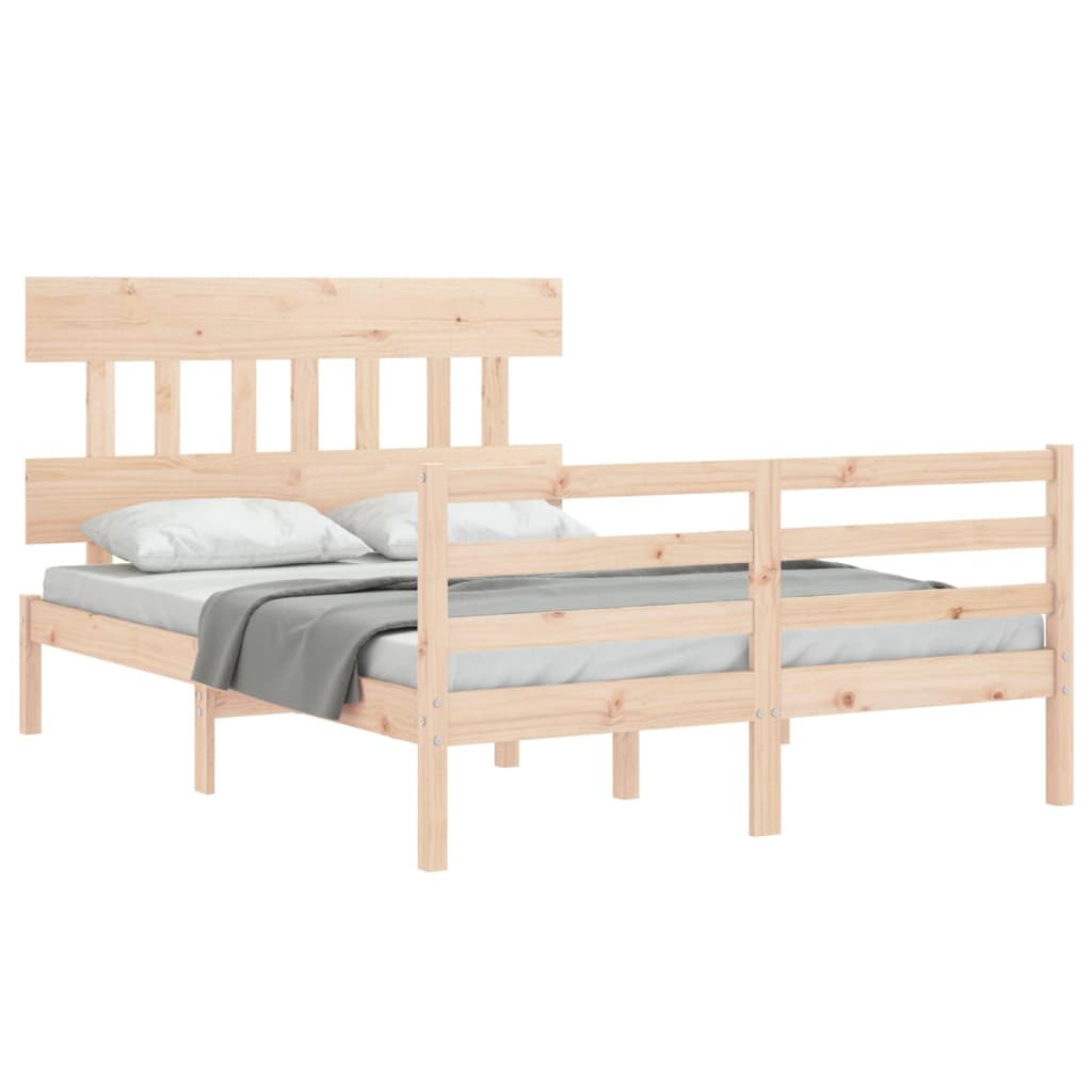 vidaXL Estructura de cama con cabecero madera maciza 140x190 cm