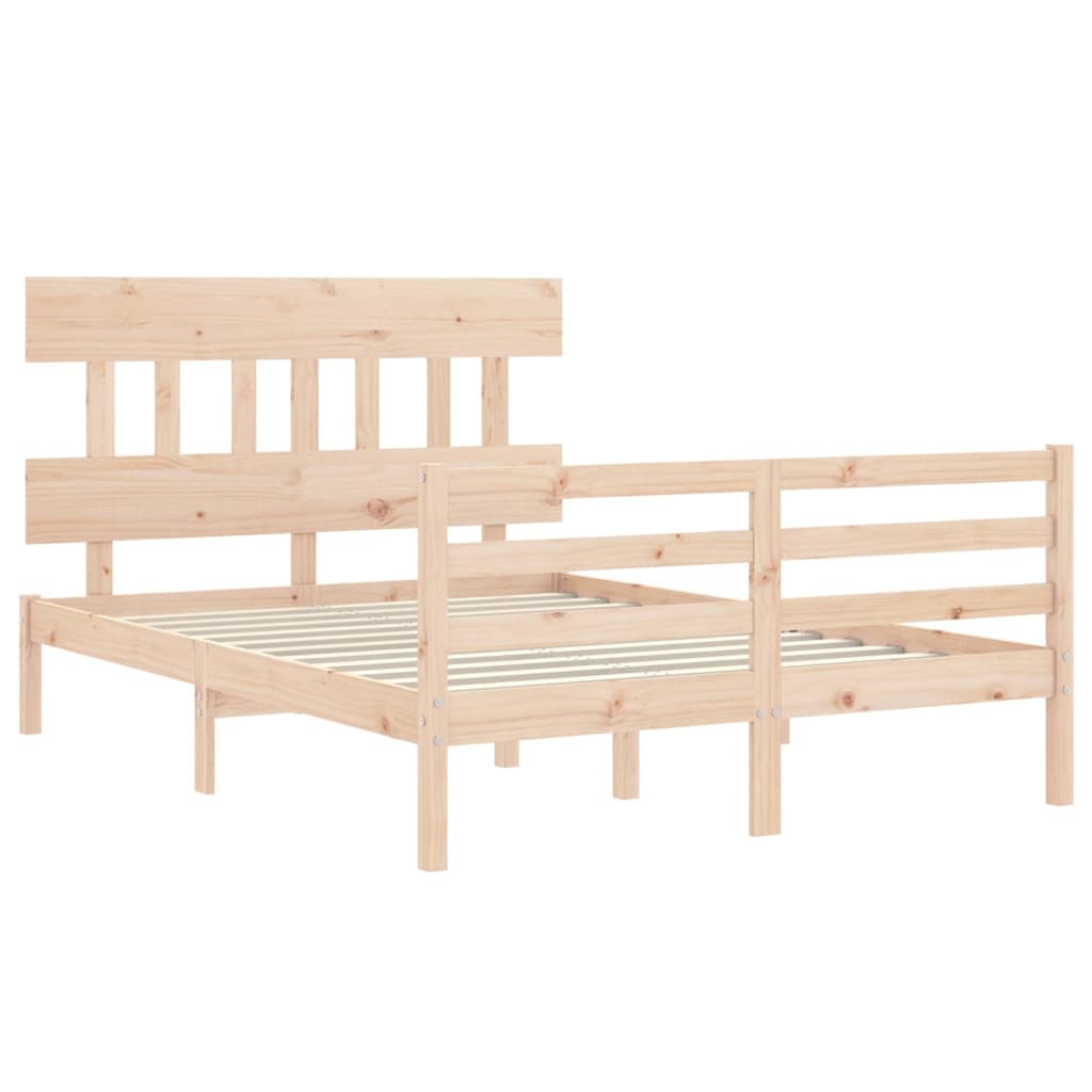 vidaXL Estructura de cama con cabecero madera maciza 140x190 cm