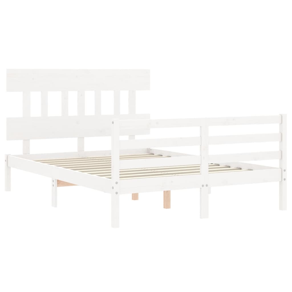 vidaXL Estructura de cama con cabecero madera maciza blanco 140x190 cm