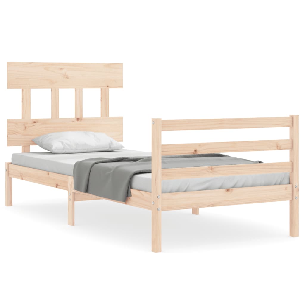 vidaXL Estructura de cama con cabecero madera maciza 90x200 cm