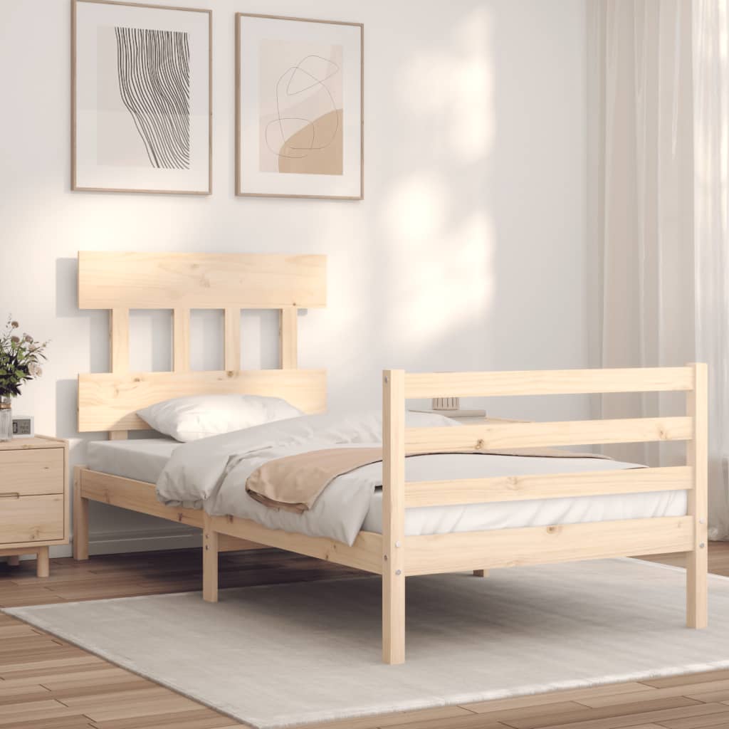 vidaXL Estructura de cama con cabecero madera maciza 90x200 cm