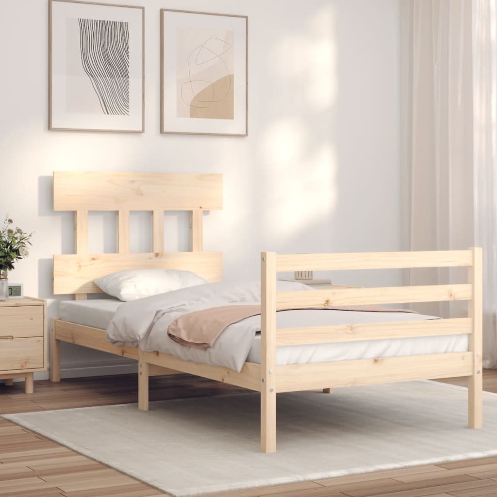 vidaXL Estructura de cama con cabecero madera maciza 100x200 cm