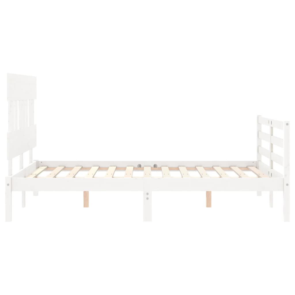 vidaXL Estructura de cama con cabecero madera maciza blanco 120x200 cm