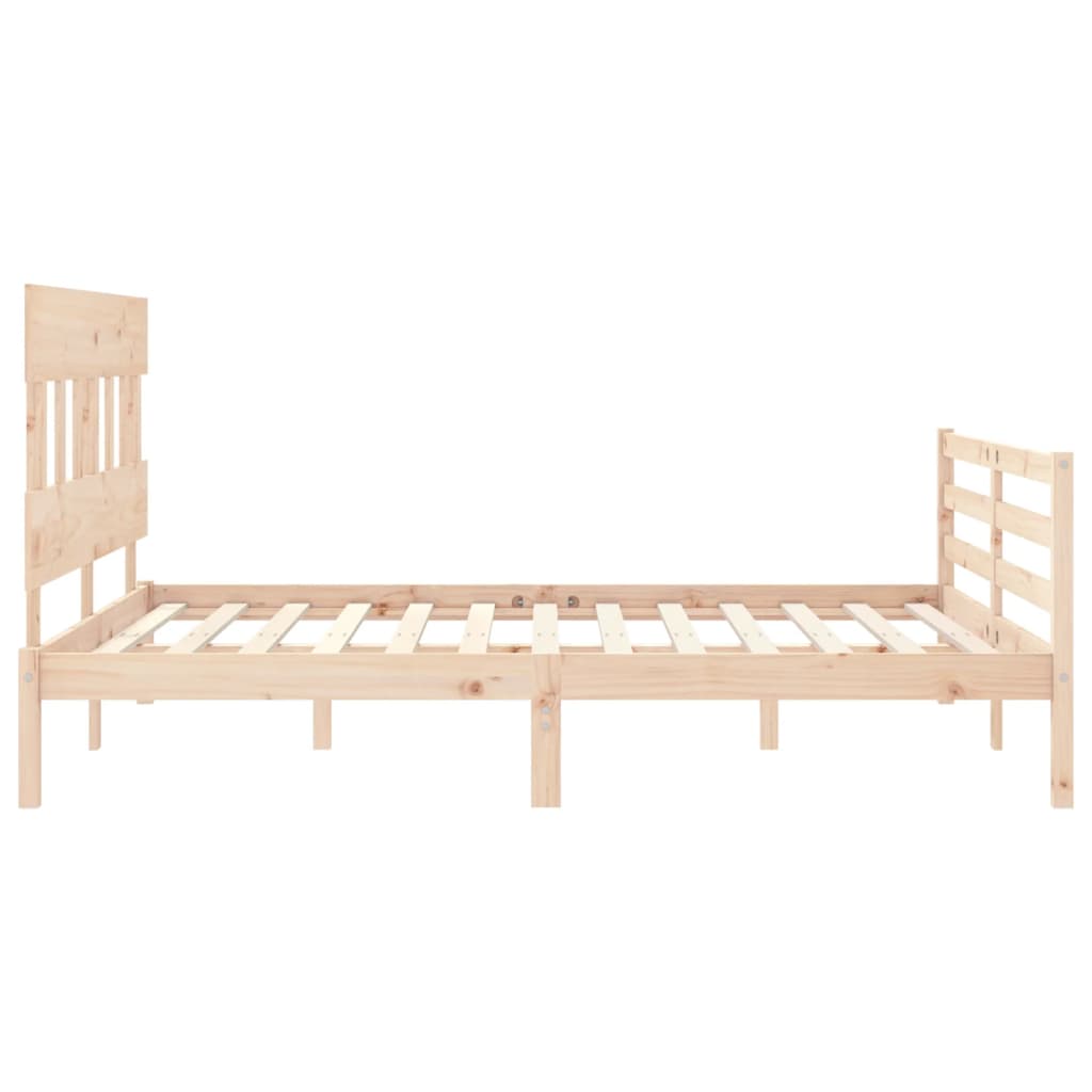 vidaXL Estructura de cama de matrimonio con cabecero madera maciza