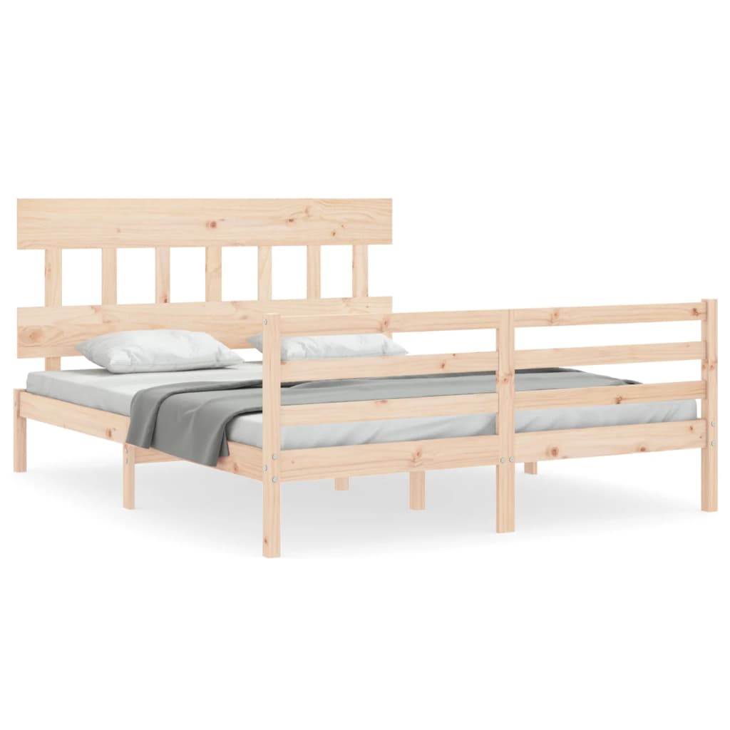 vidaXL Estructura de cama con cabecero madera maciza 160x200 cm