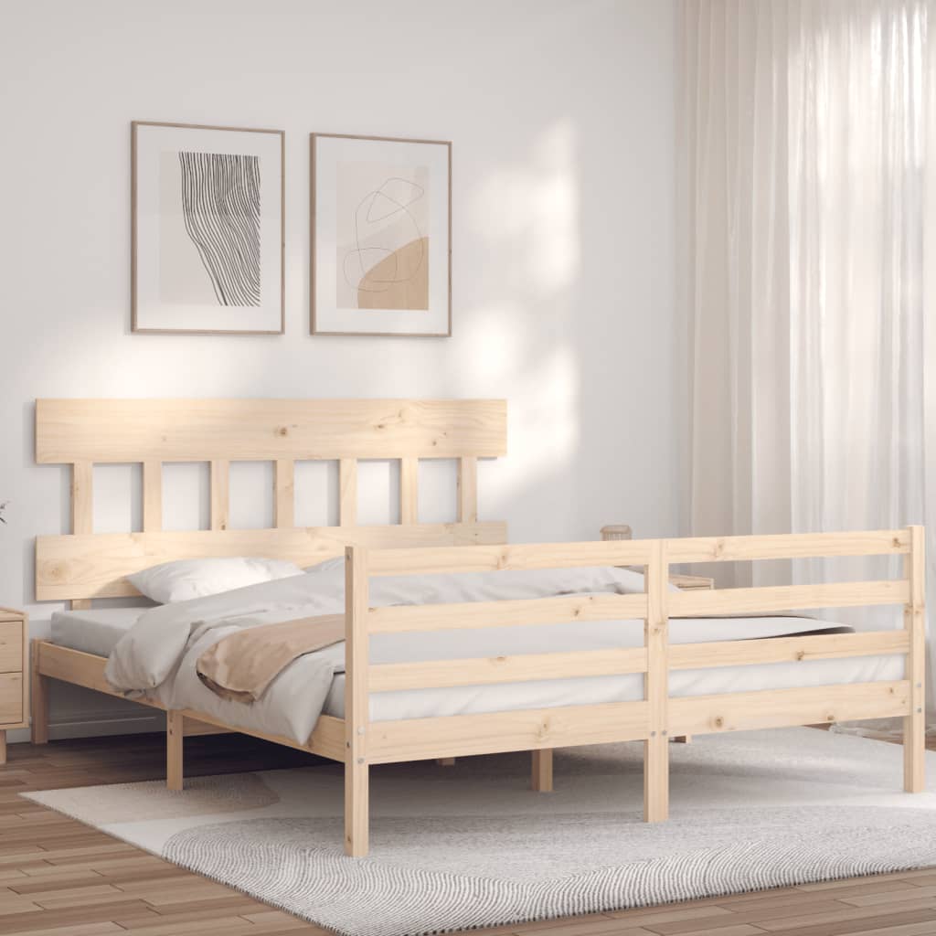 vidaXL Estructura de cama con cabecero madera maciza 160x200 cm