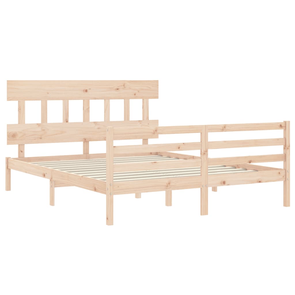 vidaXL Estructura de cama con cabecero madera maciza 160x200 cm