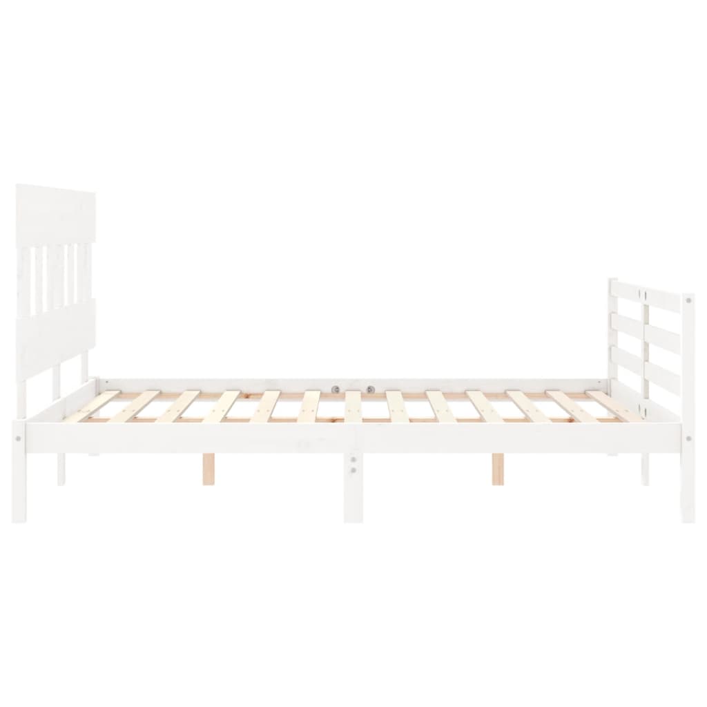 vidaXL Estructura de cama con cabecero madera maciza blanco 160x200 cm