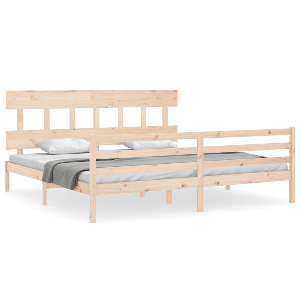 vidaXL Estructura de cama de matrimonio con cabecero madera maciza