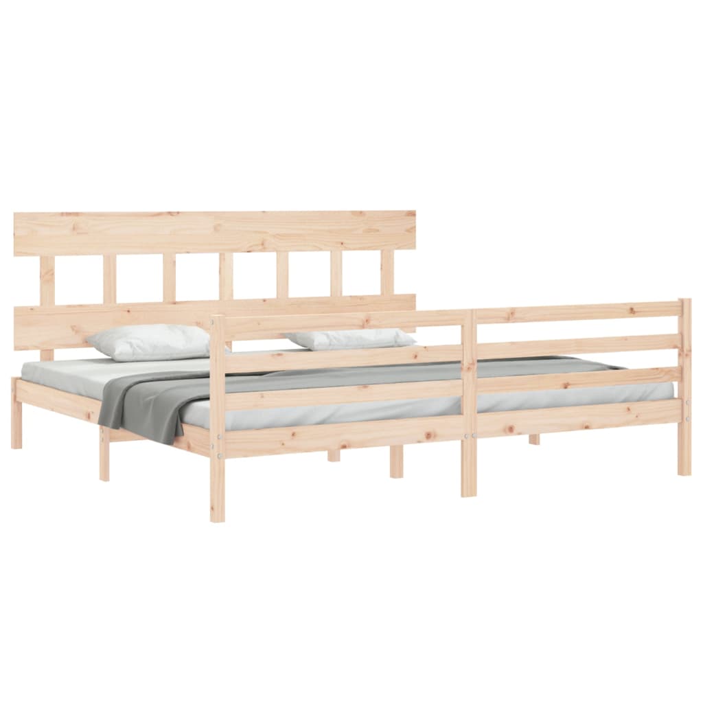 vidaXL Estructura de cama de matrimonio con cabecero madera maciza