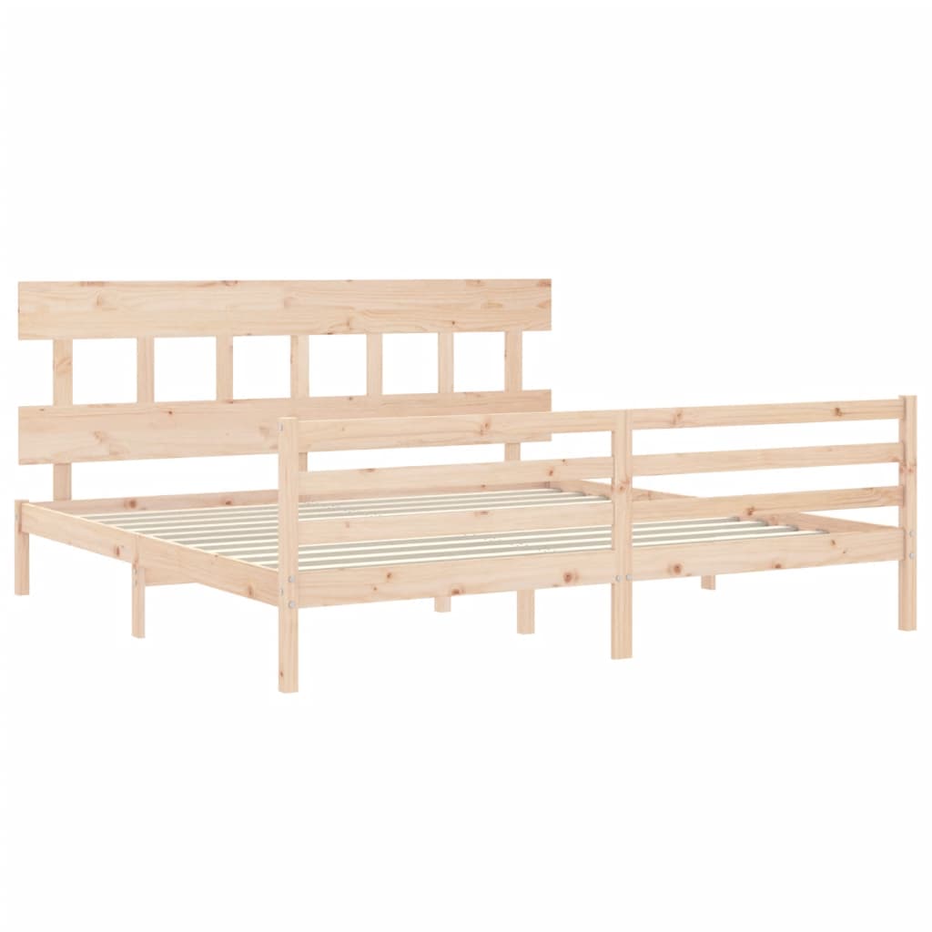 vidaXL Estructura de cama de matrimonio con cabecero madera maciza