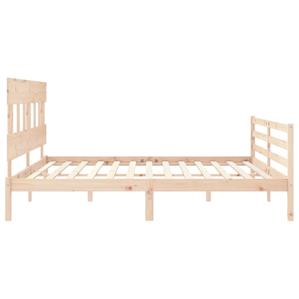 vidaXL Estructura de cama de matrimonio con cabecero madera maciza