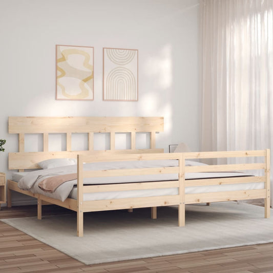 vidaXL Estructura de cama de matrimonio con cabecero madera maciza