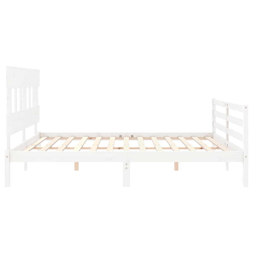 vidaXL Estructura cama de matrimonio con cabecero madera maciza blanco