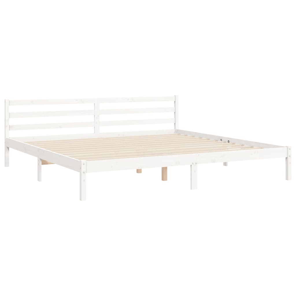 vidaXL Estructura cama de matrimonio con cabecero madera maciza blanco