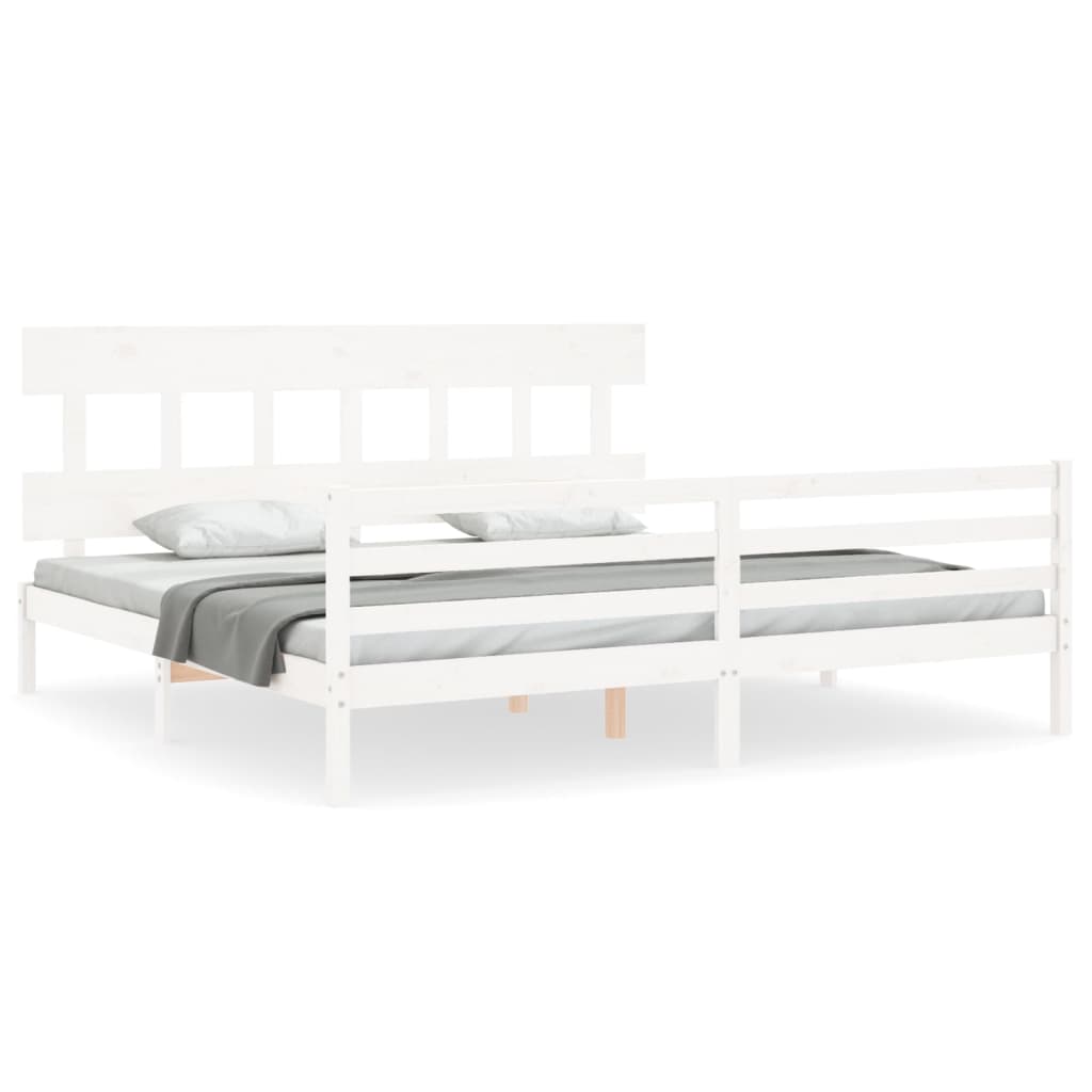 vidaXL Estructura de cama con cabecero madera maciza blanco 200x200 cm