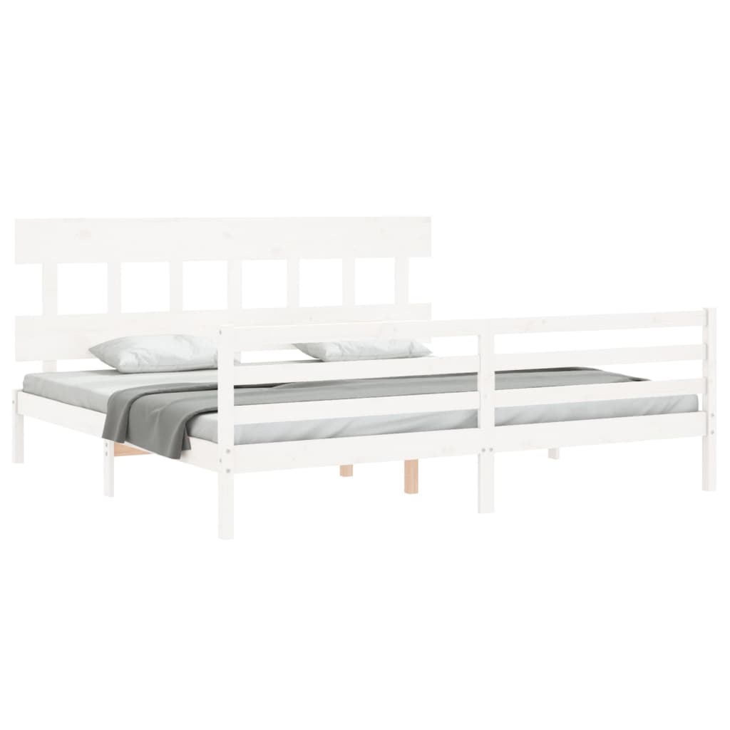 vidaXL Estructura de cama con cabecero madera maciza blanco 200x200 cm