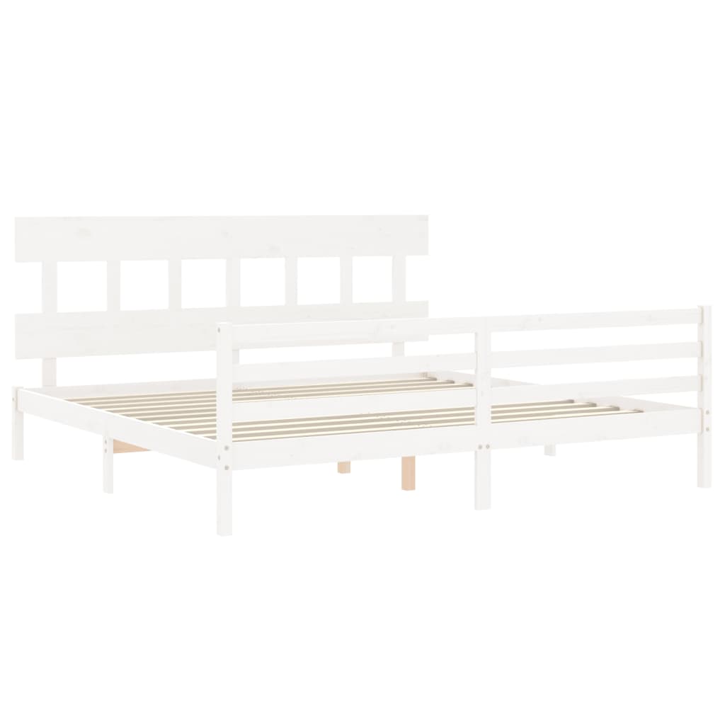 vidaXL Estructura de cama con cabecero madera maciza blanco 200x200 cm