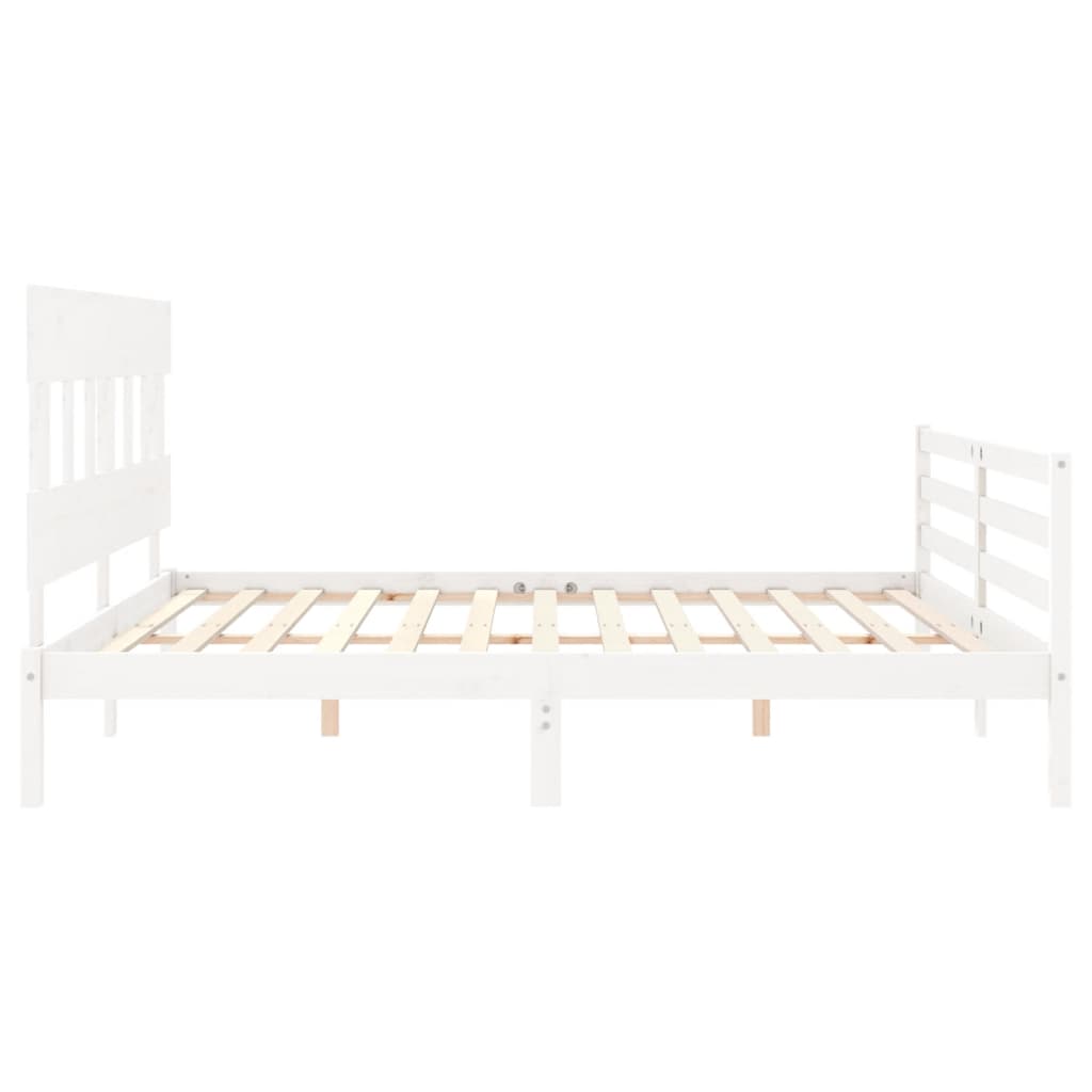 vidaXL Estructura de cama con cabecero madera maciza blanco 200x200 cm