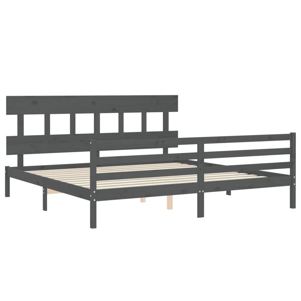 vidaXL Estructura de cama con cabecero madera maciza gris 200x200 cm