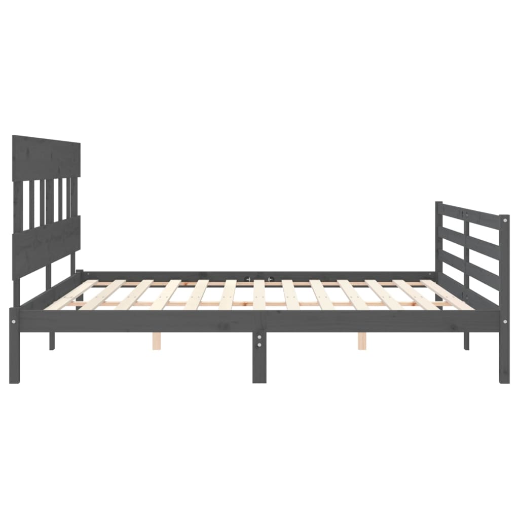 vidaXL Estructura de cama con cabecero madera maciza gris 200x200 cm