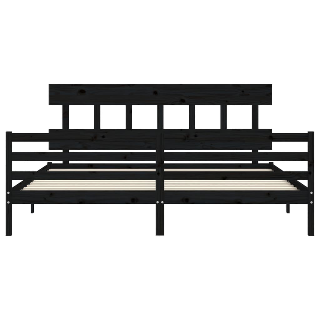 vidaXL Estructura de cama con cabecero madera maciza negro 200x200 cm