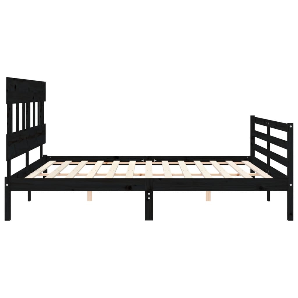 vidaXL Estructura de cama con cabecero madera maciza negro 200x200 cm