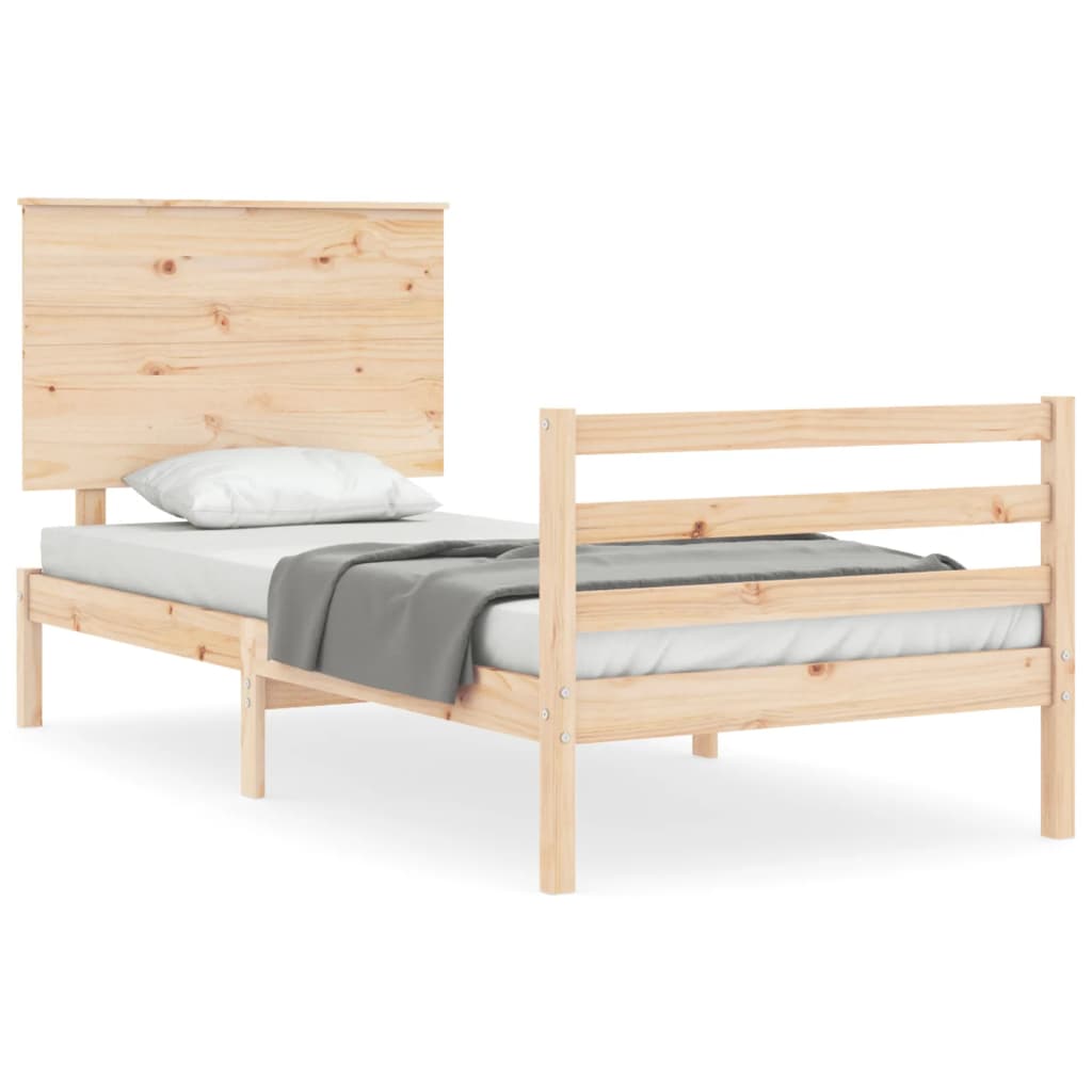 vidaXL Estructura de cama individual con cabecero madera maciza