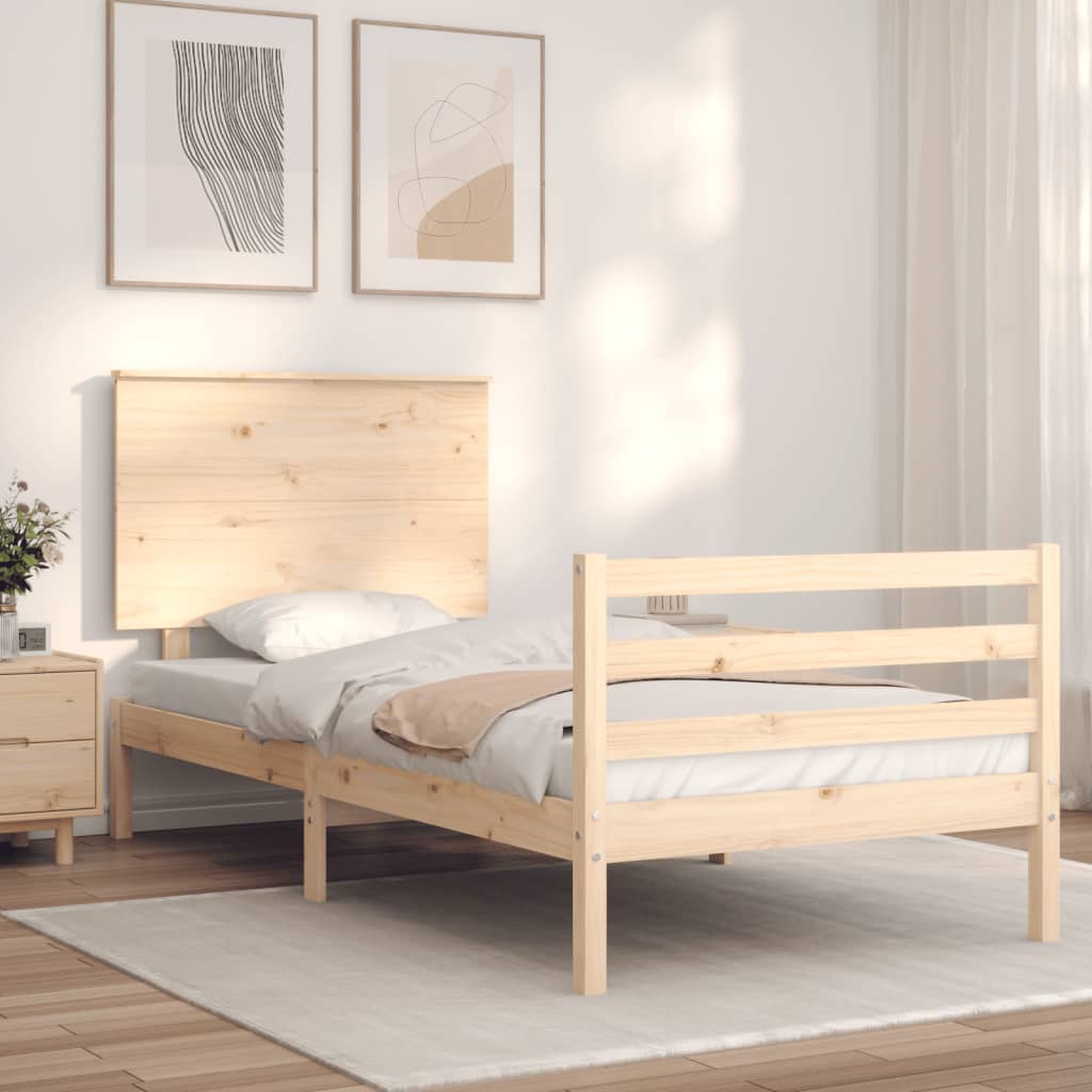 vidaXL Estructura de cama individual con cabecero madera maciza