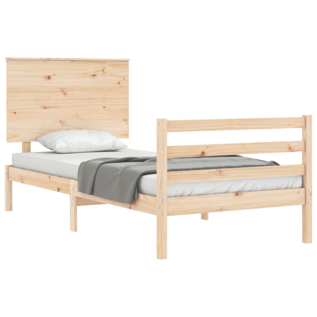 vidaXL Estructura de cama individual con cabecero madera maciza